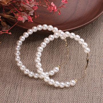 Vinci Imitation Pearl Hoop Earrings - SunsetFashionLA